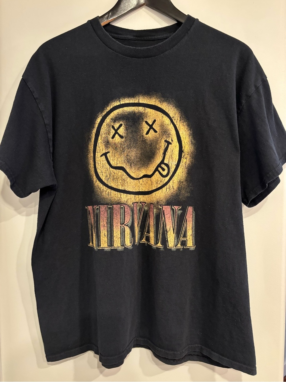 Nirvana Black Graphic Tee with Yellow Smiley